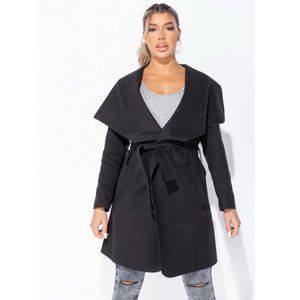 black longline waterfall jacket